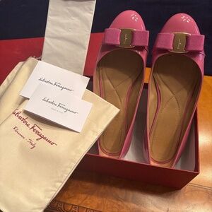 Salvatore Ferragamo pink flats, lightly worn. Size 7.5B